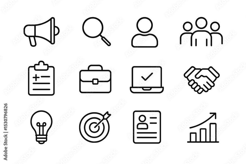Poster graphic representation of communication, collaboration, and business concepts for effective teamwork