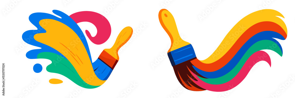 Poster colorful paintbrush swirls create vibrant art elements in a creative design setting