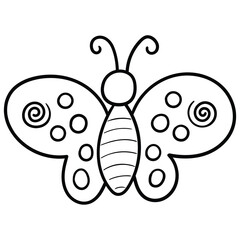 Hand drawn doodle butterfly on white background.