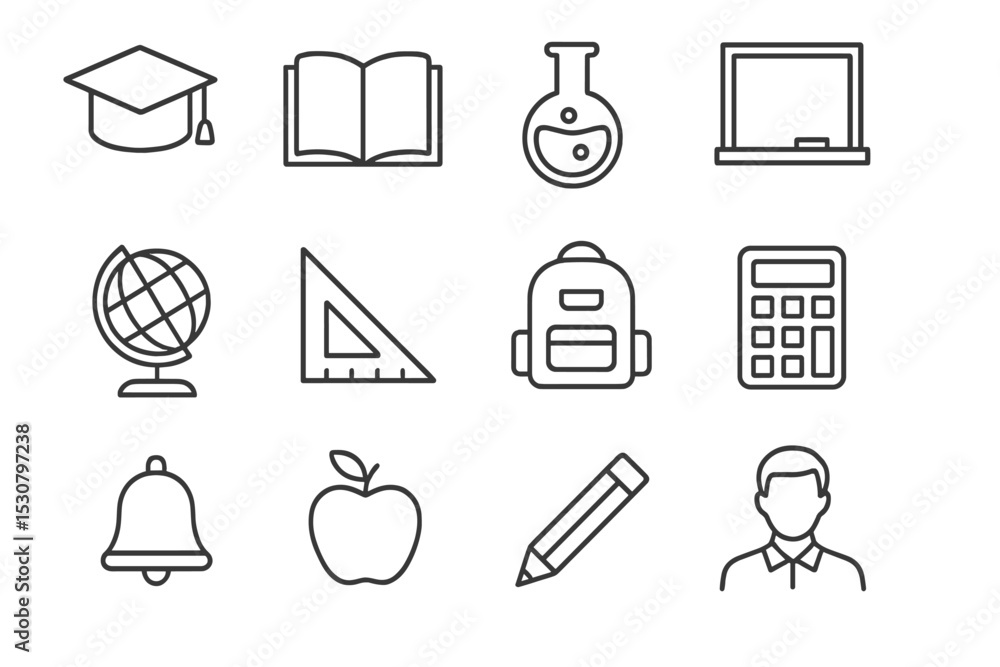 Aufkleber Educational symbols representing learning and teaching in a simplistic design suitable for classrooms and academic materials