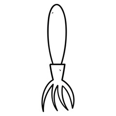 Hand drawn doodle gardener's pitchfork on white background.