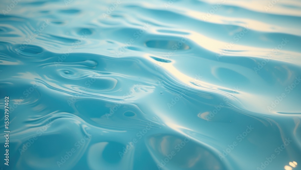 Poster a peaceful scene of a calm blue water surface with gentle ripples and reflections. the tranquil patt