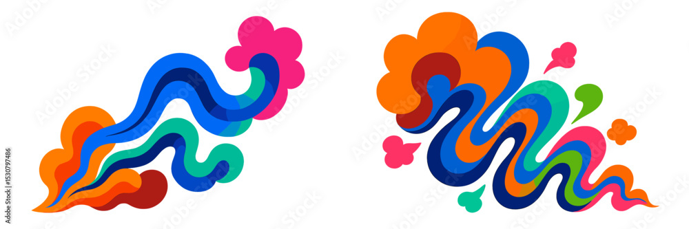 Aufkleber Colorful abstract swirls and curves blend together in a dynamic and vibrant display of artistic expression