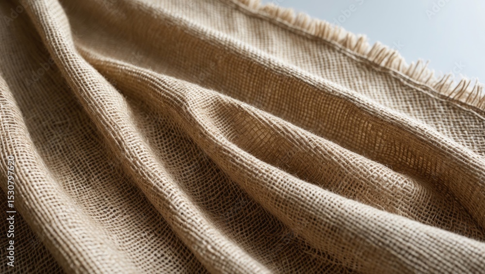 Poster a close-up of a piece of brown fabric featuring a pattern. the fabric is crafted from natural fibers