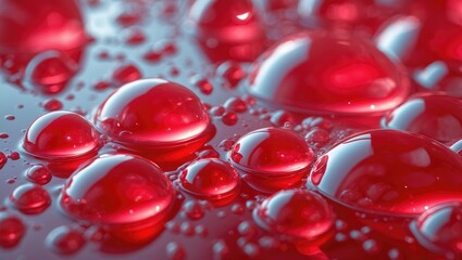 Abstract Background featuring Red oil, with a Macro view of a colorful and artistic oil drop floating on the water.