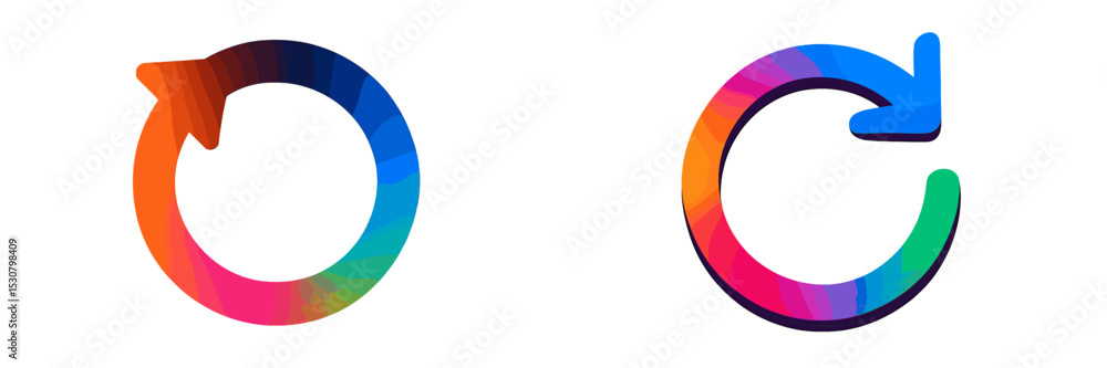 Poster Colorful circular shapes represent refresh and repeat concepts, showcasing a blend of gradients in a digital design style