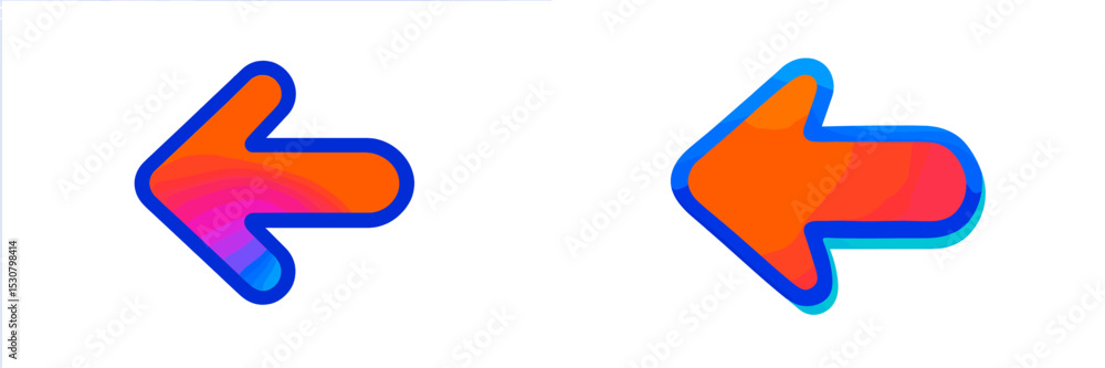 Leinwandbilder Colorful left and right arrow graphics designed for digital navigation or user interface elements