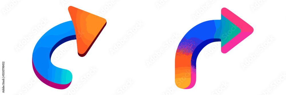 Poster creative abstract arrow designs showcasing vibrant colors and unique shapes to indicate direction an