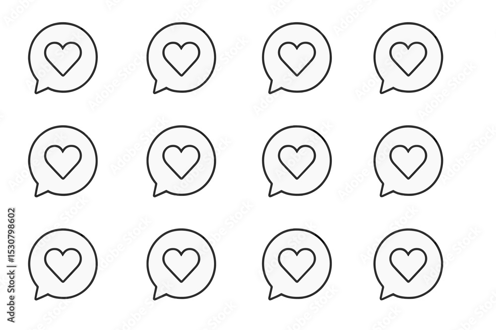 Aufkleber Love symbols arranged in a grid layout on a clean background for various design applications and creative projects