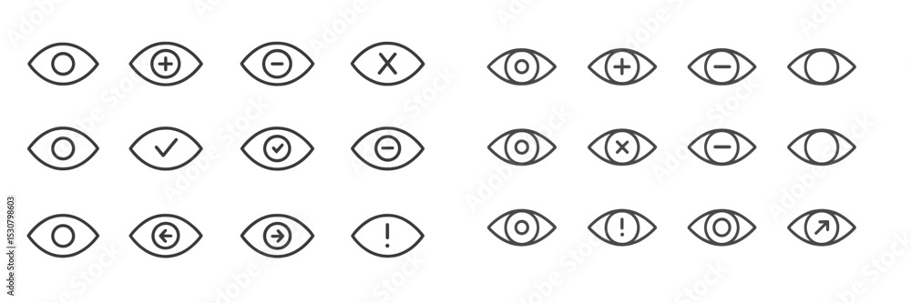Aufkleber Collection of various eye symbols conveying different actions and feelings on a simple background