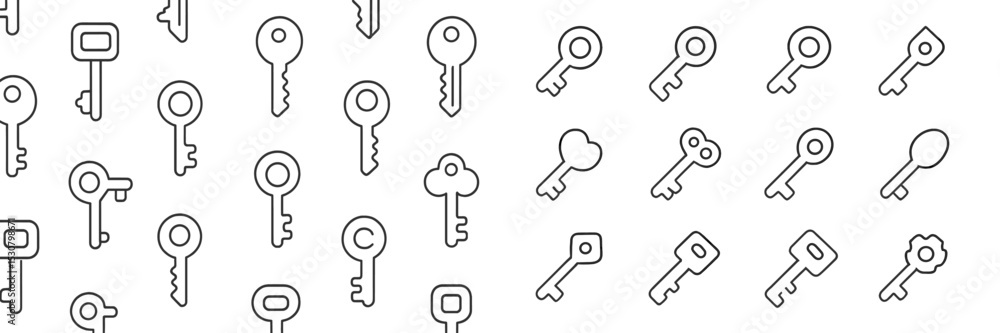 Poster collection of assorted key designs for creative projects and illustrations