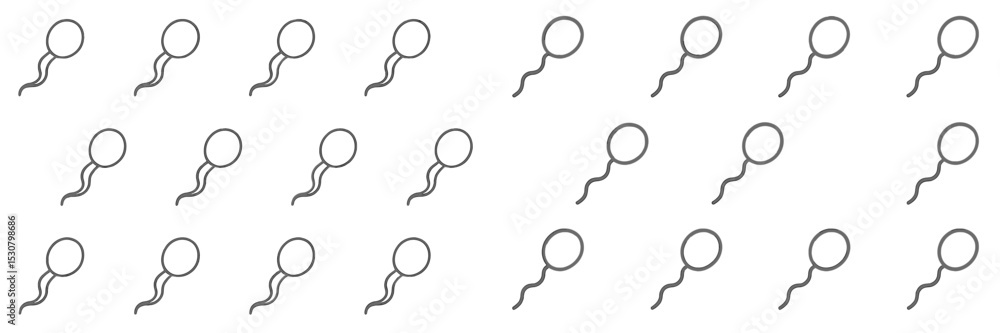 Poster Sperm cells arranged in a grid pattern on a plain background illustrating reproduction concepts