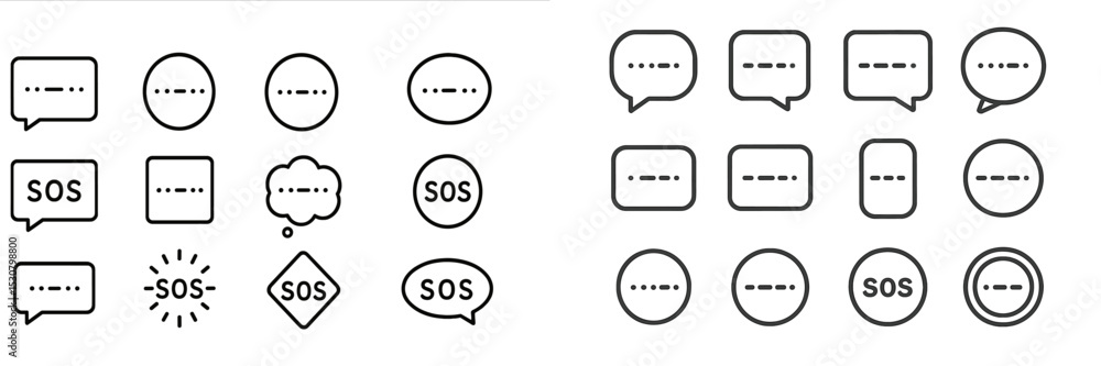 Poster different styles and designs of sos signals illustrated on a white background for emergency messages