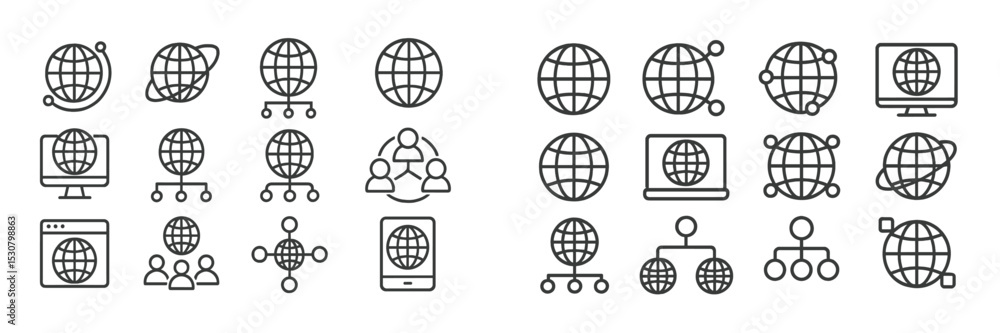 Aufkleber Global connectivity symbols illustrating networks and technology across various devices in a modern design