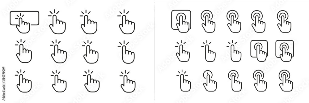 Fototapete Various hand gestures illustrating tapping and clicking actions for user interface design