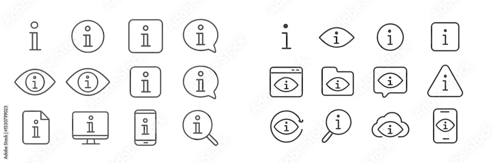 Aufkleber Collection of various information icons designed in a minimalist style for modern digital interfaces and applications