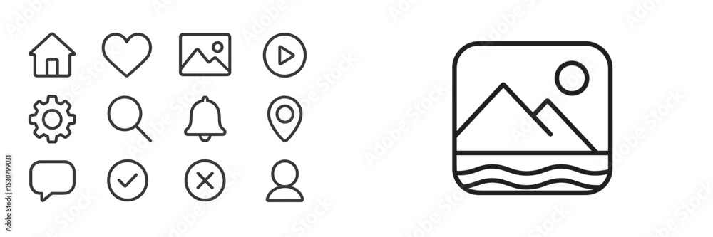 Leinwandbilder Vector icons representing various web and app features designed for user interface applications during digital design sessions