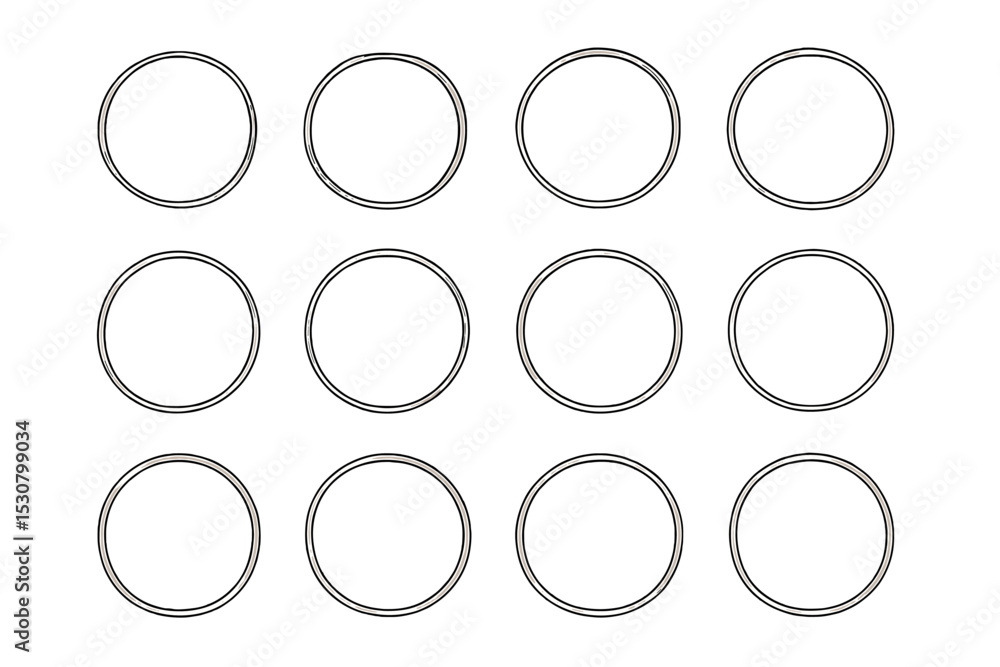 Fototapete Design of twelve empty circles arranged in a grid for various creative uses in graphic projects