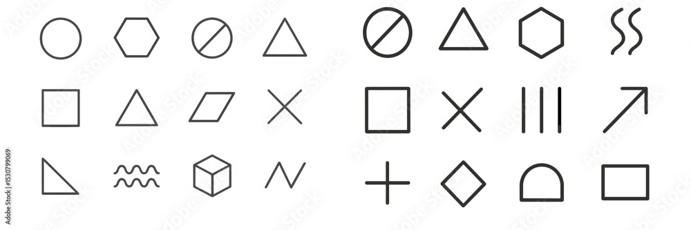Aufkleber Collection of geometric shapes displayed on a white background with a focus on minimalist design traits