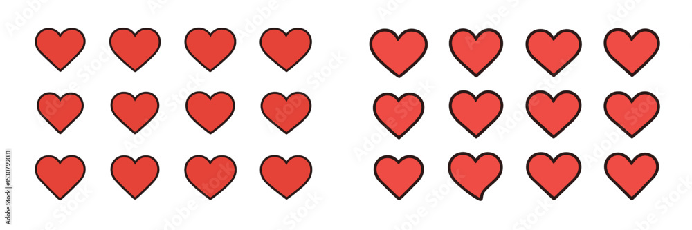 Poster Patterns of red hearts created in a grid layout for digital or print use during celebrations or special occasions