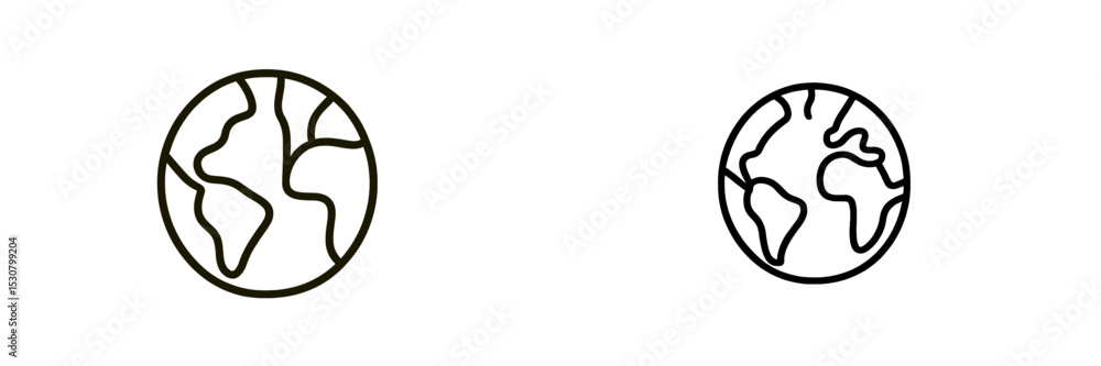 Aufkleber Two minimalist representations of Earth showcasing distinct geographical features and artistic styles