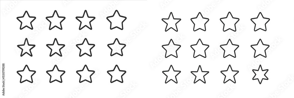 Leinwandbilder Collection of star shapes arranged in grid on plain background illustrating design and graphic elements clearly