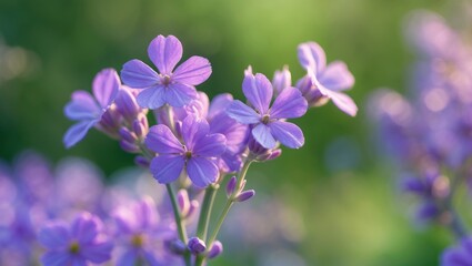 Obraz premium A Vibrant Tapestry of Purple Flowers, showcasing Nature's Beauty in Full Bloom, as Whimsical Blooms Dance Gracefully in the Breeze