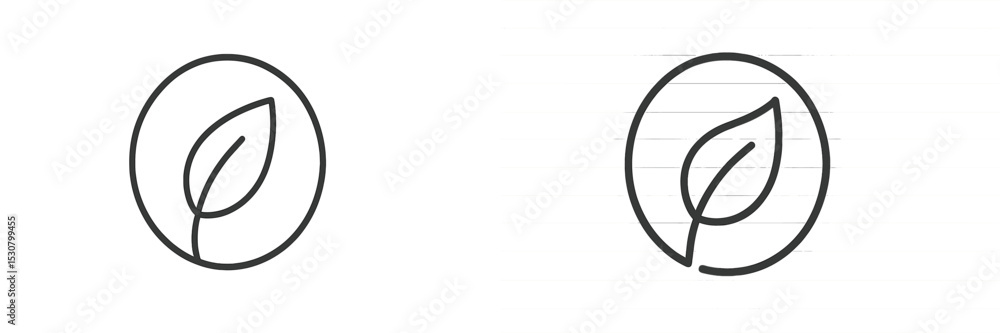 Poster Simple leaf design concepts featuring circular outlines and minimalist styles