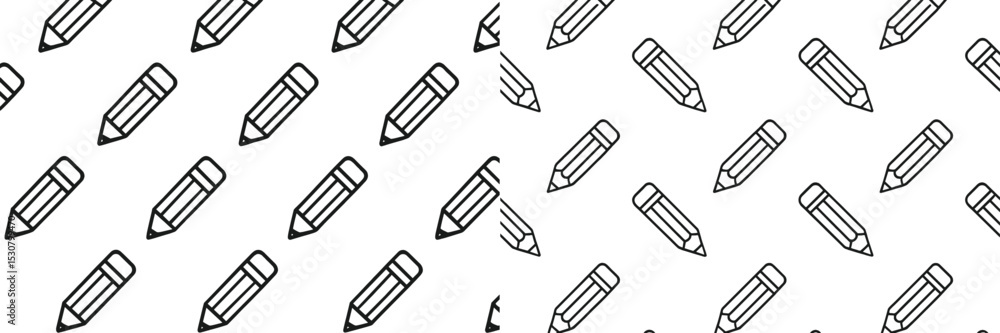 Poster Pattern of hand-drawn pencils on a white background showcasing creativity and design elements in a minimalist style