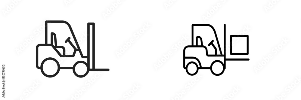 Aufkleber Forklift operation in a warehouse setting during the day with two distinct forklift icons showing different positions