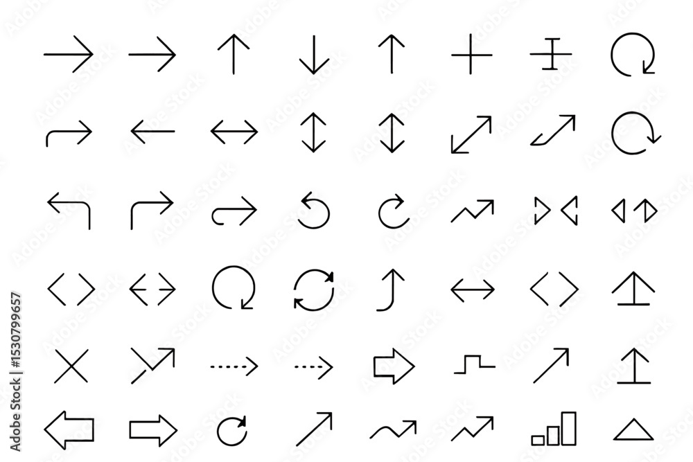 Aufkleber Collection of directional and movement symbols illustrating various navigational concepts and actions