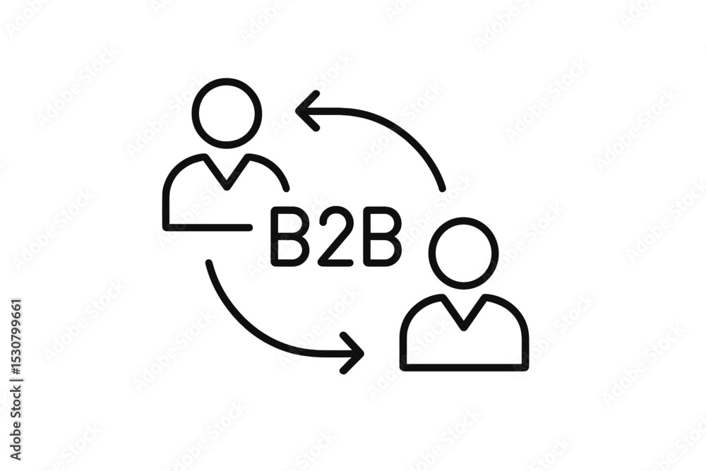 Poster Concept of business-to-business connections with two figures exchanging ideas in a circular motion