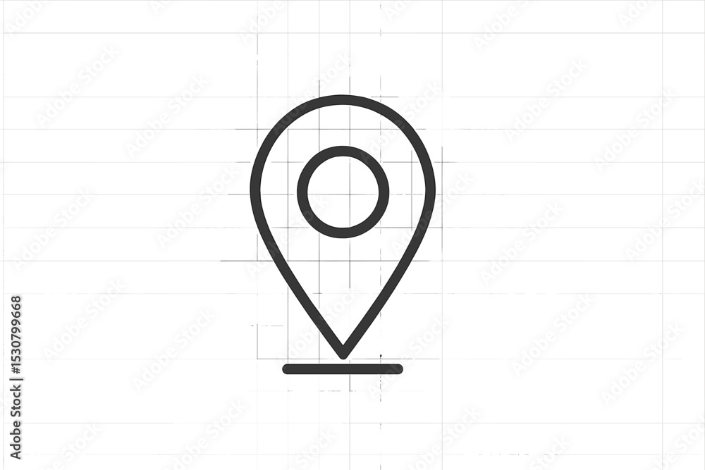 Fototapete Simple location marker icon designed for digital maps and navigation applications showing a clear outline of a pin shape
