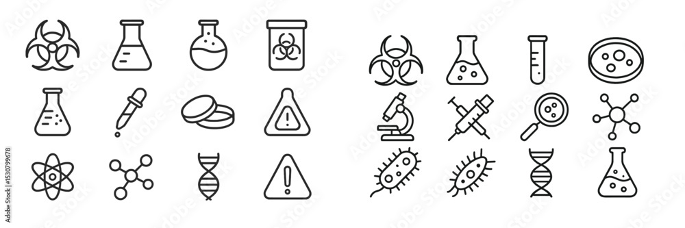Aufkleber variety of laboratory icons depicting scientific instruments and biohazard symbols in a healthcare s