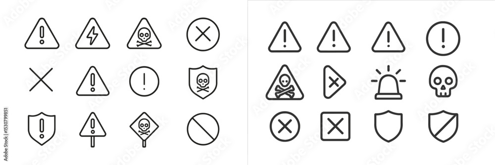 Poster Collection of safety and warning symbols displayed on a grid background for educational purposes and hazard recognition