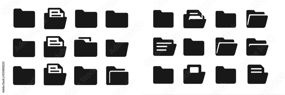 Aufkleber Collection of various folder icons depicting different document arrangements for digital organization