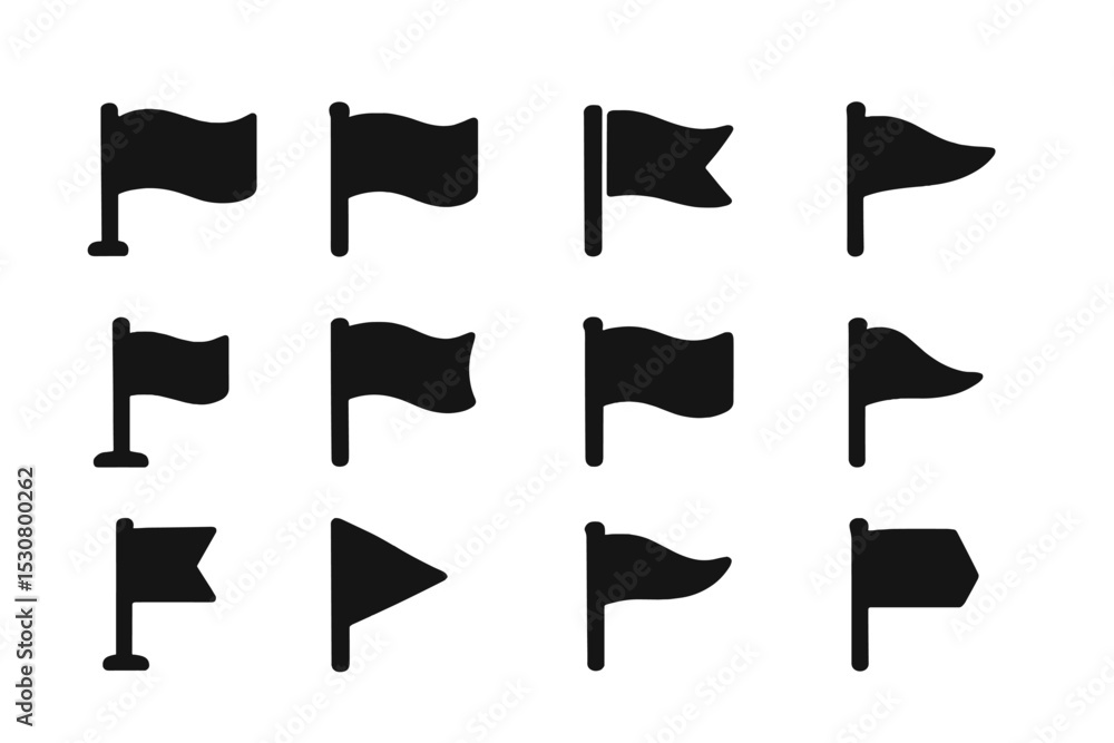 Fototapete Various black flags in different orientations and sizes displayed in a grid format showing a simple yet structured design