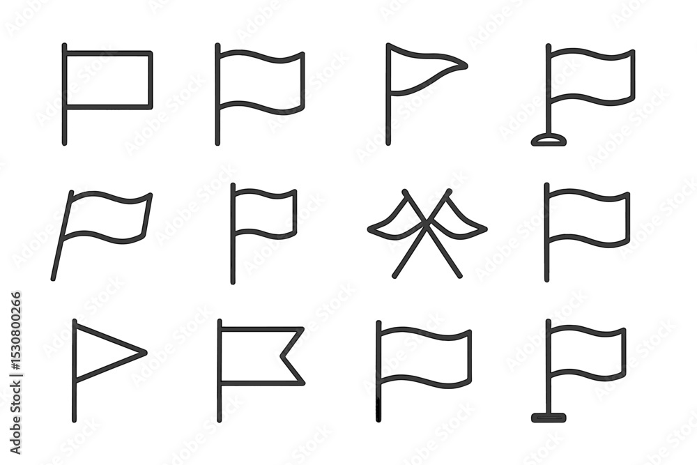 Poster Various flags in minimalistic designs displayed in a grid layout suitable for use in graphics or illustrations