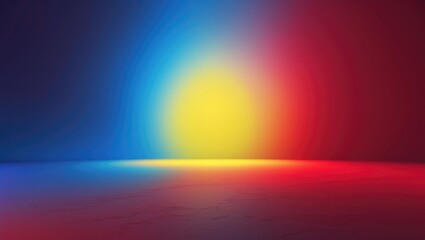 A colorful gradient background merging yellow, red, and blue hues, providing a lively and striking texture ideal for creative, professional, or artistic uses.