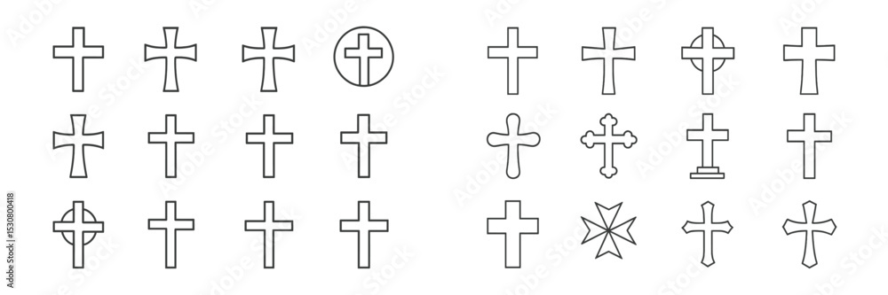 Aufkleber Collection of different cross designs and shapes arranged neatly on a white background showcasing various styles