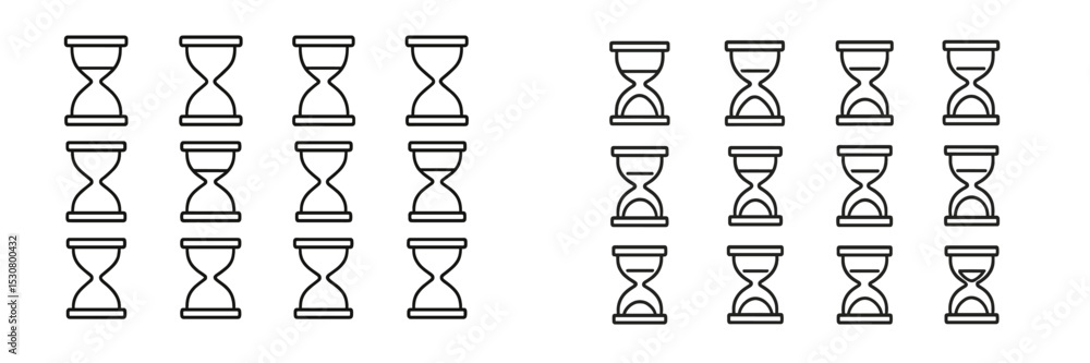 Aufkleber Multiple hourglass icons arranged in neat rows, illustrating the passage of time in a minimalistic design