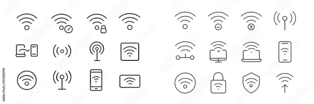 Aufkleber Symbols representing wireless signals and connectivity displayed on a digital interface during a tech seminar or workshop