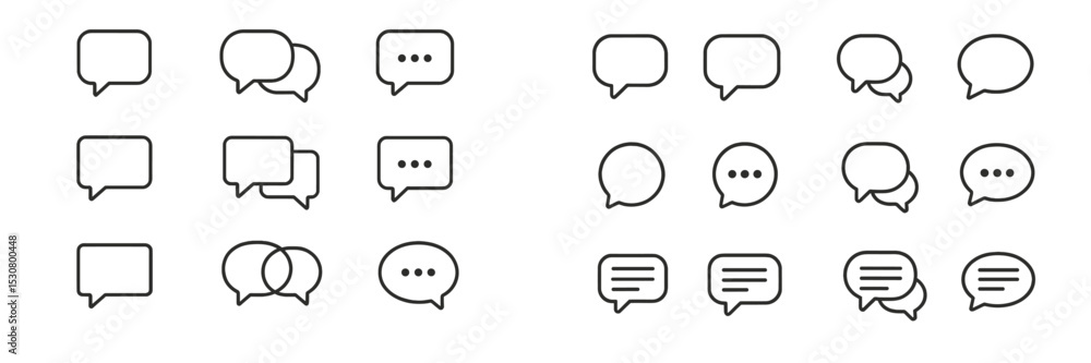 Poster various speech bubble designs for communication purposes in graphic and web design