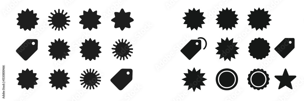 Poster collection of various label shapes and designs suitable for branding and promotions in creative proj