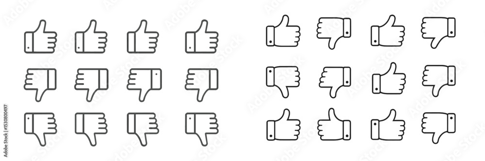 Aufkleber Various hand gestures displayed in a simple, minimalistic graphic representation of approval and disapproval symbols