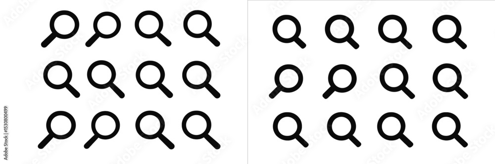Poster Patterns of magnifying glasses arranged in a grid illustrating focus and attention on details