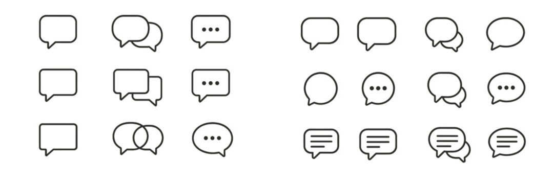 Various speech bubble designs for communication purposes in graphic and web design