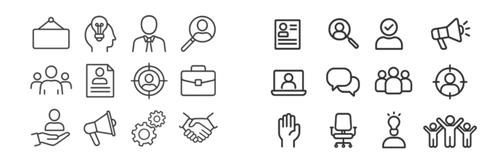 Fototapete Visual representation of various business and teamwork concepts including hiring, collaboration, and communication © Zaleman