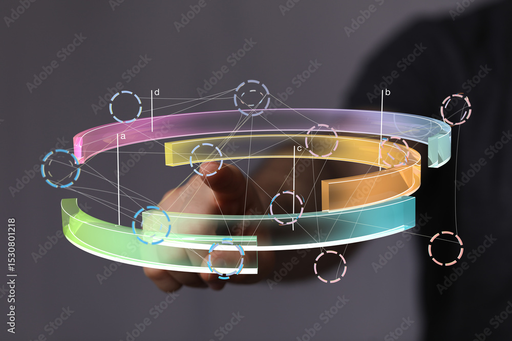 Poster Abstract image of interconnected data points.  Modern technology, network, analytics concept.