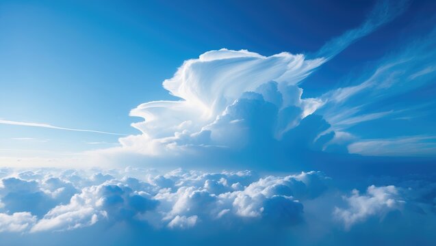 Background texture featuring a stunning white cloud against a clear blue sky on a bright day, of exceptional quality.